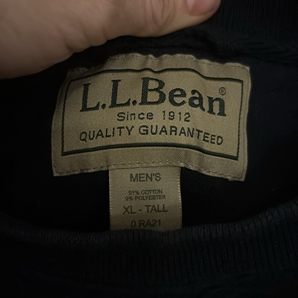 VINTAGE90s LLBEAN XL NAVY blue Crew Neck Sweatshirt embroidered VGUC! - Picture 3 of 4